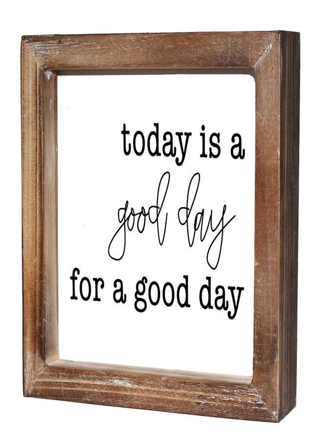 MACVAD Today is A Good Day for A Good Day Inspirational Wood Box Sign for Home Decor,Freestanding Mini Wood Block Sign for Desk,Shelf or Wall Display 6" x 6" x 1.57" - Image 1